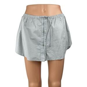 Zara Womens Gray Drawstring Elastic Waist Button Down Mini A-Line Skirt Size L